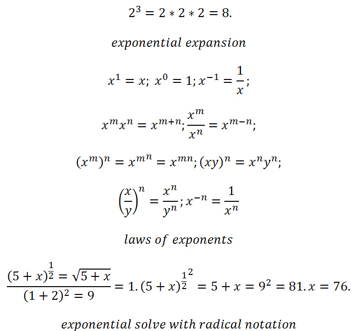 algebra and exponents